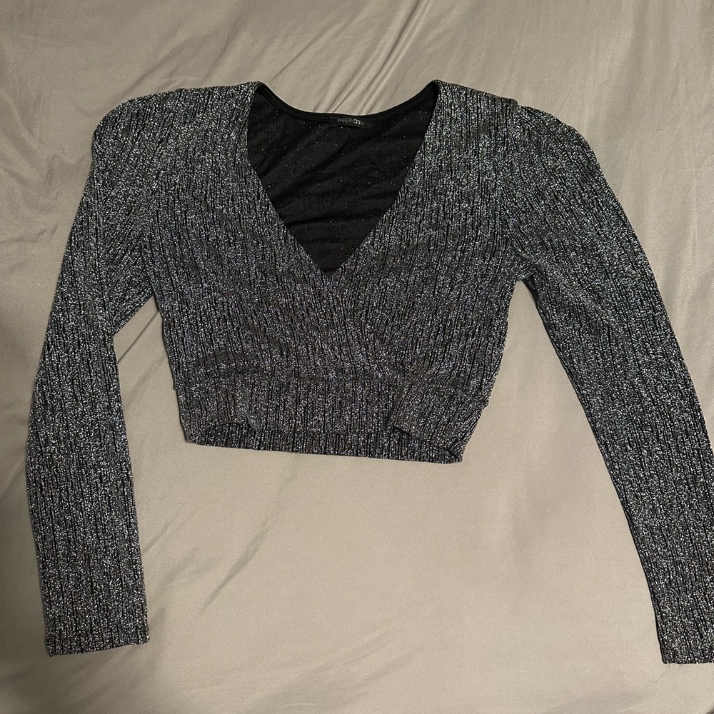 Papermoon Black and Silver Sheer Top